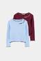 Bordo-Açık Mavi Slogan Örme T-Shirt TKDAW26TS00011