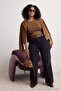 Siyah Yüksek Bel Geniş Paça Wide Leg Jeans TBBAW27CJ00009 - 2