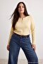 Yellow Fitted/Cut-To-Fit Crew Neck Buttoned Knitted Blouse Tbbaw27Af00044 - 3