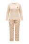 Ekru-Kahverengi Kurdele/Fiyonklu Yumuşak Kışlık Waffle Örme Pijama Takımı TBBAW27AI00025 - 4