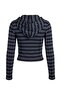 Siyah Çizgili Fitted/Vücuda Oturan Kapüşonlu Crop Viskonlu Esnek Örme T-Shirt TWOAW27TS00046 - 6
