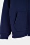 Navy Blue Girls' Hooded Plain Knitted Sweatshirt Tkdaw27Sw00003 - 2