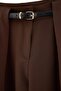 Brown Black Belted Wide Leg Plus Size Trousers Tbbaw27Ar00021 - 2