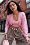Açık Pembe Kalın Bolero Kalıp Yarasa Kol Oversize Süper Crop Örme Sweatshirt TWOAW27SW00027 - 5