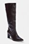Dark Brown Pointed Toe 8 cm Women's Block Heeled Boots Takaw27Cz00003 - 2