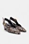 Snake Patterned Gold Buckle Detailed Women's 6 cm Classic Heeled Shoes Takaw27To00004 - 3
