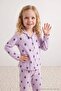 Lila Yumuşak Dokulu Kız Çocuk Desenli Gömlek Yaka Regular Örme Pijama Takımı TKDAW26PT00006 - 2