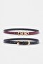 Black-Claret Red 2-Piece Women's Gold Buckle Belt Takss26Ke00044