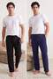 Navy Blue-Black 2-Pack Regular Knitted Pajama Bottoms Tmnaw27Pj00002