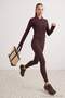 Brown Soft Brushed Fabric Knitted Sports Jacket with Pockets and Thumb Holes Thmaw27Sk00002 - 4