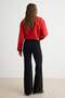 Siyah Esnek Ve Vücudu Saran Kumaş Flare Çan Paça Örme Pantolon TWOAW27PL00132 - 4