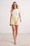Yellow 100% Cotton Striped Ruffle Detailed Lycra Soft Tuş Knitted Pajamas Set Thmss26Pt00142 - 3