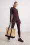 Brown Soft Brushed Fabric Knitted Sports Jacket with Pockets and Thumb Holes Thmaw27Sk00002