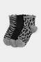 Black-Grey 3-Piece Cotton Blend Animal Jacquard Knitted Socks Thmaw27Co00018