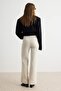 Taş Esnek Ve Vücudu Saran Kumaş Flare Çan Paça Örme Pantolon TWOAW27PL00132 - 4