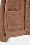Açık Kahverengi Oversize/Geniş Kesim V Yaka Düğmeli Dokulu Kalın Hırka TMNAW26HI00004 - 5