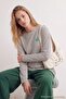 Lacivert Çizgili Slogan Baskılı Oversize/Geniş Kesim Pamuklu Örme T-Shirt TWOAW27TS00057 - 3