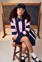 Açık Pembe Kalın Çizgili Oversize/Geniş Kesim Örme Sweatshirt TWOAW27SW00158