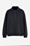 Koyu Antrasit Oversize/Geniş Dik Yaka Fermuarlı Etiketli İçi Polarlı Sweatshirt TMNAW25SW00168 - 4