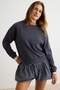 Anthracite Ribbed Flexible Raglan Sleeve Regular Fit Knitted Sweatshirt Twoaw27Sw00085