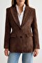 Koyu Kahverengi Fitted Kadife Blazer Ceket TWOAW27BC00030 - 4