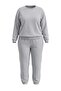 Gray Thick Inside Fleece Basic Knitted Large Size Tracksuit Set Tbbaw24Ts00000