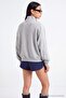 Gri Melanj Kalın İçi Polarlı Fermuarlı Çin Düğmeli Oversize Örme Hırka/Sweatshirt TWOAW27SW00072 - 10
