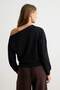Siyah Soft/Yumuşak Dokunuşlu Relaxed/Rahat Kalıp Asimetrik Yaka Örme Sweatshirt TWOAW27SW00154 - 4
