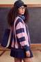 Açık Pembe Kalın Çizgili Oversize/Geniş Kesim Örme Sweatshirt TWOAW27SW00158 - 4