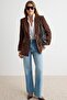 Koyu Kahverengi Fitted Kadife Blazer Ceket TWOAW27BC00030