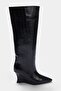 Siyah Kroko Kadın 8.5 cm Wedge Topuklu Çizme TAKAW27CZ00030 - 3