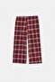 Bordo Kız Çocuk Ekose Desenli Düz Örme Pantolon TKDAW27PL00010 - 6