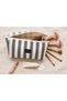 Makeup Bag Gray Striped (Duck Fabric) - 4