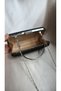 Women's Black Laser Fabric Stylish Evening Dress Clutch Bag with Extra Chain and Detachable Handle - 5