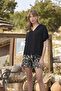 Floral and Leaf Patterned V-Neck Bottom-Top Set - 2