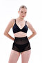 Black Laser Cut Tulle Gathering Slip Ghost Panty Corset