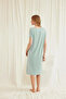 Light Green Viscose Nightgown with Lace Collar and Short Sleeves - 7