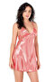 Lace Embroidered Thin Strap Coral Short Satin Nightgown