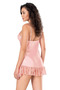 Lace Embroidered Thin Strap Salmon Short Satin Nightgown - 2