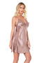 Lace Embroidered Thin Strap Mink Short Satin Nightgown - 2