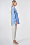 Stripe Pattern Embroidery Appliqué Viscose Tunic Airman Blue - 6