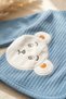 Sage Blue Teddy Bear Embroidered Baby Boy Ribbed Cotton 5-Piece Newborn Hospital Discharge and Baby Set - 3