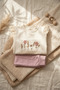 Baby Girl Embroidered Scallop Detailed Cotton Sweatshirt and Sweatpants Two-Piece Set - Cream and Lilac - 6