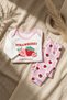 Baby Girl Strawberry Embroidered 100% Cotton Long Sleeve Badi and Gingham Patterned Bottom Set - Pink White Vin - 7