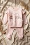 Baby Girl Salmon Heart Printed Ruffle Sweatshirt and Trousers Set - 100% Cotton Stylish Two-Piece Combination - 2
