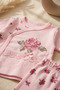 Baby Girl Rose Patterned 3-Piece Set - 100% Cotton Lace Detailed Double-Breasted Bodysuit, Booties, and Hat - 5