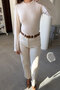 Long-Sleeve Finger-Loop Bodysuit - BEIGE - 5