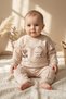 Baby Girl Beige Heart Printed Ruffle Sweatshirt and Trousers Set - 100% Cotton Stylish Two-Piece Combination - 3