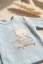 Lulla Cloud Baby Blue Teddy Bear Embroidered 3-Piece Hospital Discharge Set - 100% Cotton Jacquard Bodysuit, Booties - 4