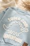 Dino Adventure Embossed Printed Baby Boy Tracksuit Set - Cotton Blue Two-Piece Top and Bottom Set - 4